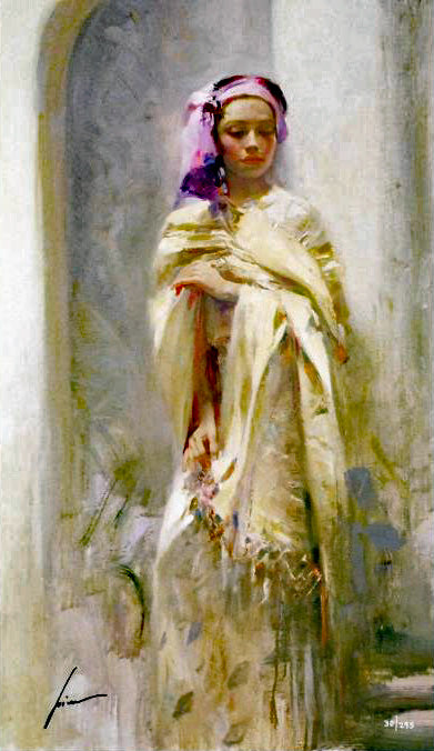 The Silk Shawl Pino Daeni Giclée Print Artist Hand Signed and Numbered