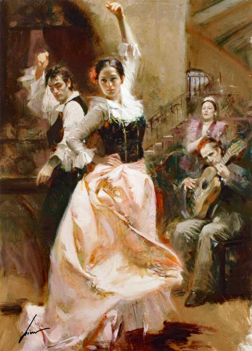 Dancing In Barcelona - Limited Edition Giclée on Canvas by Pino Daeni (1939-2010)