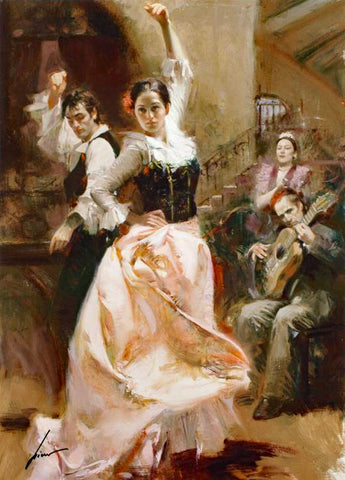 Dancing In Barcelona - Limited Edition Giclée on Canvas by Pino Daeni (1939-2010)