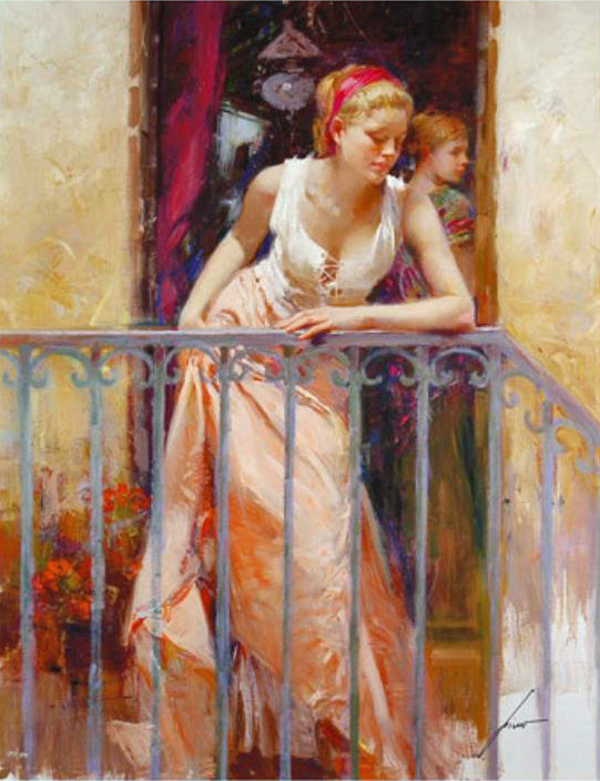 At the Balcony Pino Daeni Giclée Print Artist Hand Signed and Numbered