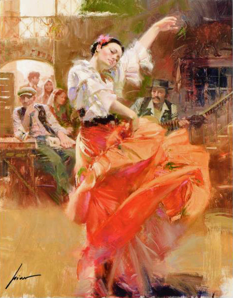 Flamenco In Red Pino Daeni Giclée Print Artist Hand Signed Numbered