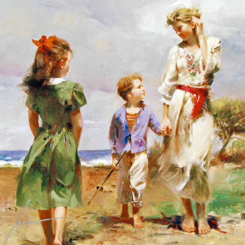 Seaside Retreat Pino Daeni Giclée on Canvas Artist Hand Signed and Numbered
