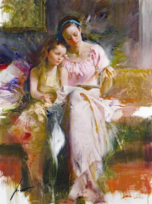 Bedtime Stories Pino Daeni Giclée Print Artist Hand Signed and Numbered