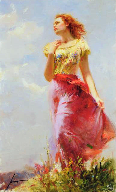 Wind Swept Pino Daeni Giclée Print Artist Hand Signed and Numbered