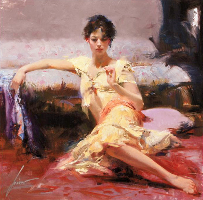 Parisian Girl Pino Daeni Giclée Print on Canvas Artist Hand Signed and Numbered