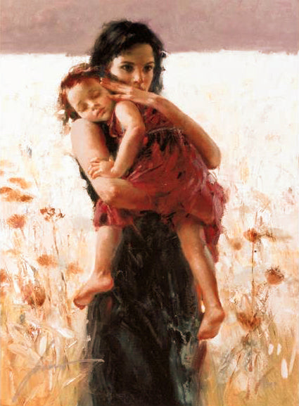 Maternal Instincts Pino Daeni Canvas Giclée Print Artist Hand Signed and Numbered