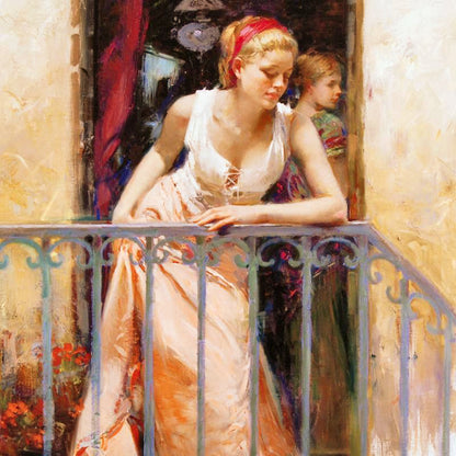 At the Balcony Pino Daeni Giclée on Canvas Artist Hand Signed and Numbered