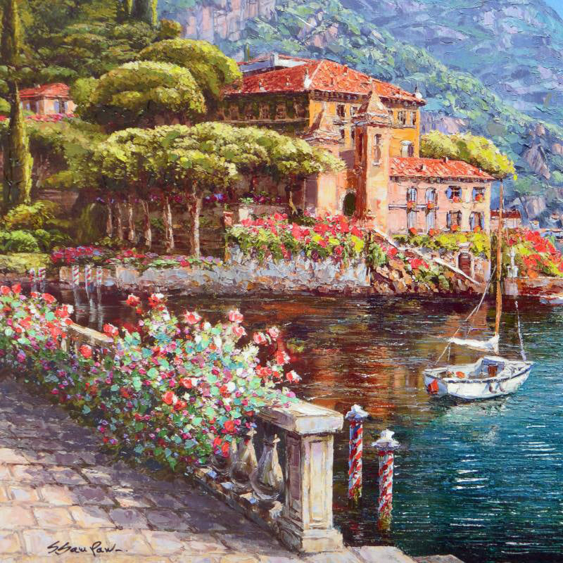 Abbey Bellagio Sam Park Hand Embellished Serigraph on Canvas Print Numbered Artist Hand Signed and Numbered