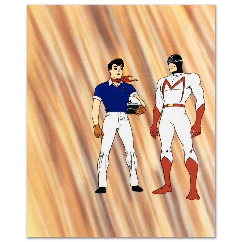 Speed Racer and Racer X - Limited Edition Sericel by Tatsuo Yoshida with a Full Colored Background