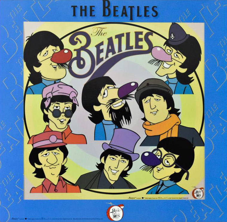 Fab Faces Beatles Sericel with Full Color Lithograph Background by Dennilu Company Matted