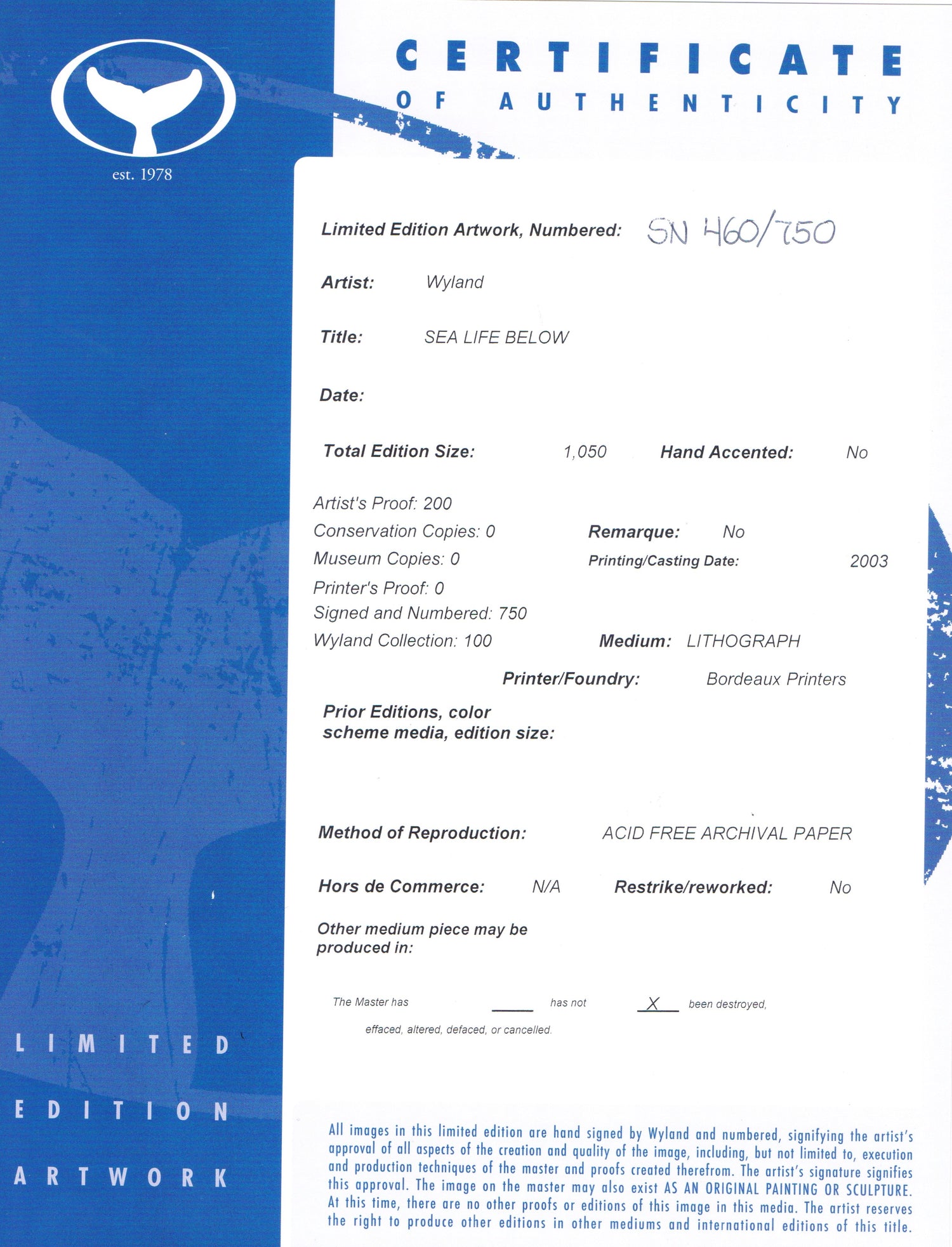 Sea Life Below Wyland and Guy Harvey Lithograph Print Artist Hand Signed and Numbered