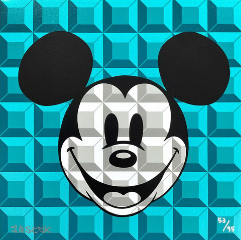 Aqua 8-Bit Mickey Tennessee Loveless Gallery Wrapped Canvas Giclée Print Numbered and Hand Signed
