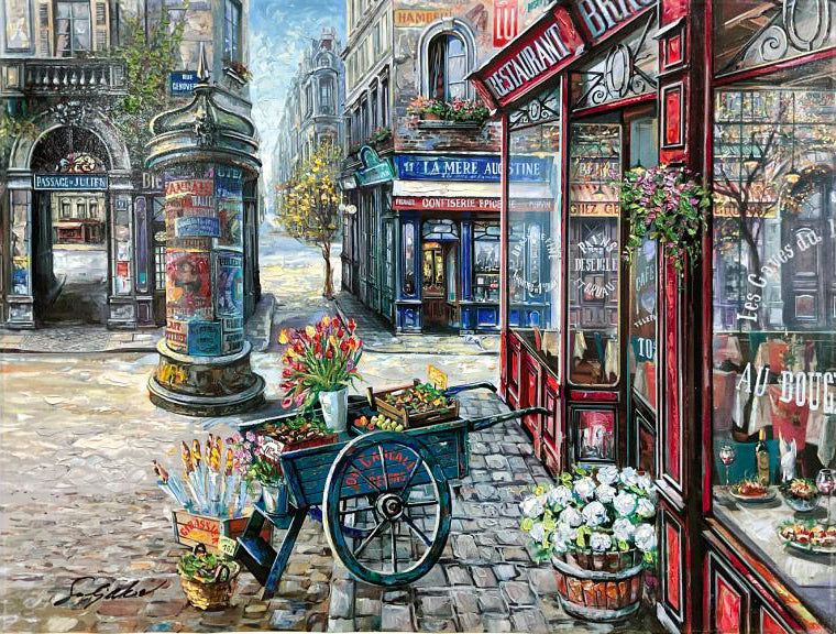 Passage Le Julien Vadik Suljakov Hand Embellished Printers Proof Serigraph on Stretched Canvas Artist Hand Signed and PP Numbered