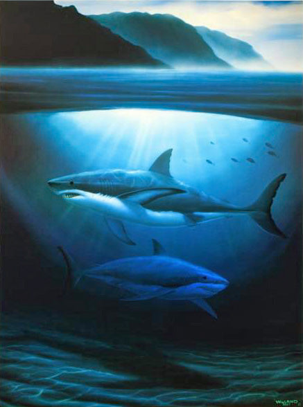 Great White Sharks Wyland Lithograph Artist Hand Signed and Numbered