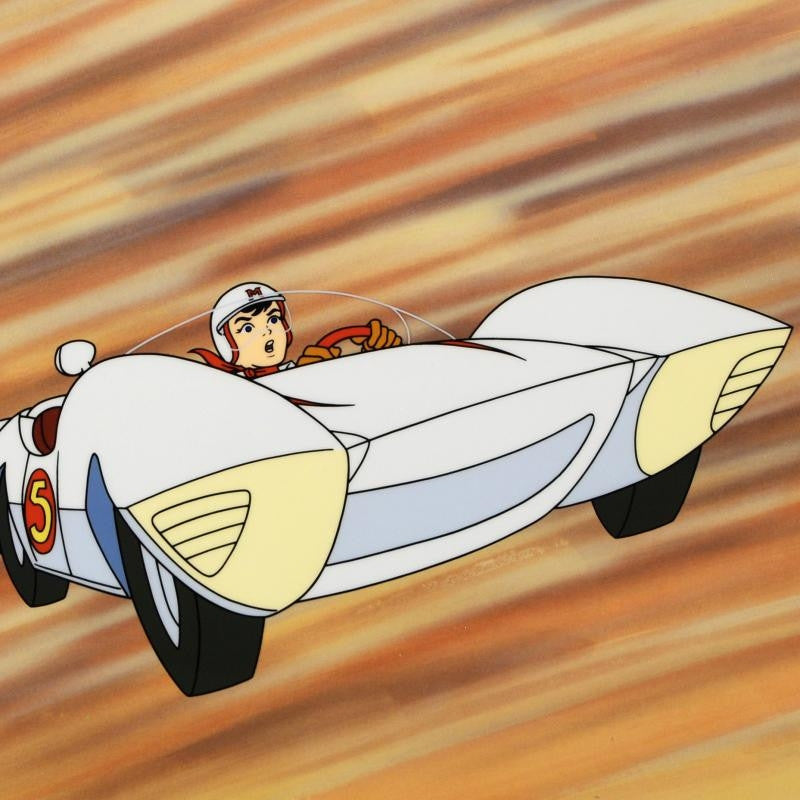 Speed Racer in the Mach 5 Tatsuo Yoshida Licensed Sericel with Full Color Background
