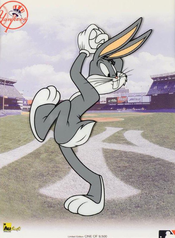 Warner Bros Bugs Bunny Pitching with the Yankees Sericel from Authentic Images Bearing the MLB and Yankee Logos