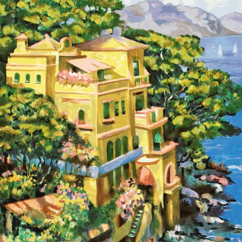 Villa Portofino Howard Behrens Serigraph Print Artist Hand Signed and Numbered