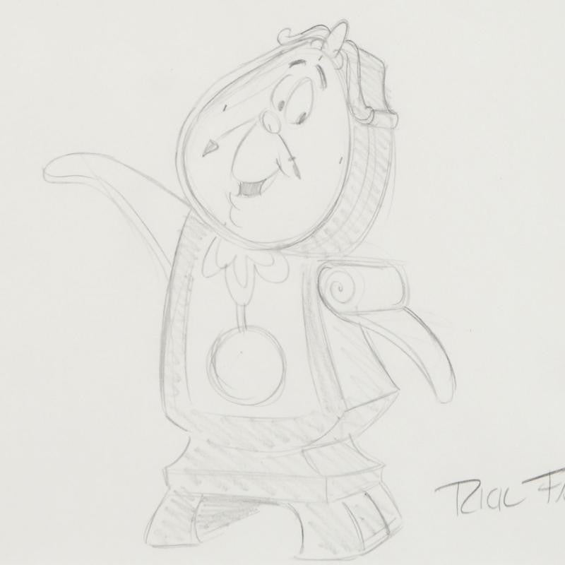 Cogsworth Rick Farmiloe Original Pencil Sketch Artist Hand Signed and Framed