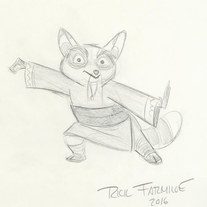 Rick Farmiloe Artist Hand Signed Original Pencil Sketch on Paper Shifu Framed