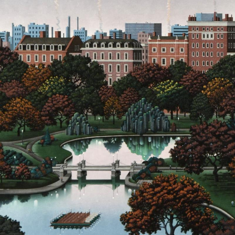 The Boston Public Garden Jim Buckels Serigraph Print Artist Hand Signed and Numbered