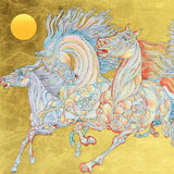 Lever De Soleil Guillaume Gold Leaf Embellished Serigraph Print Artist Hand Signed and Numbered