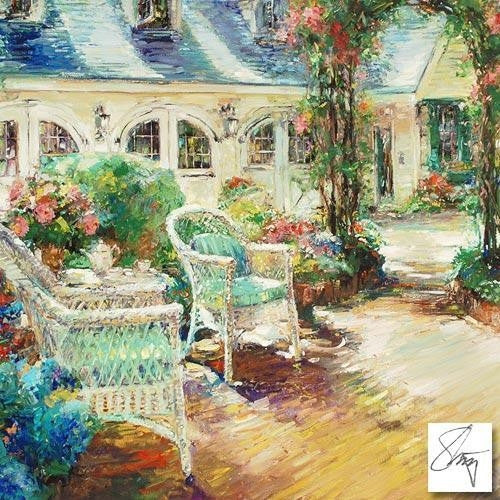 Afternoon Tea Stephen Shortridge Artist Proof Hand Embellished Stretched Canvas Giclée Print Artist Hand Signed and AP Numbered