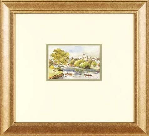  Windsor Castle from the Thames Martin Goode Original Watercolor Painting Artist Hand Signed Framed
