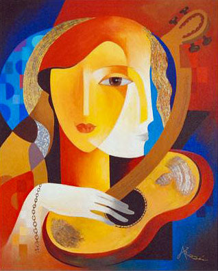 Guitar Melody Arbe Ara Berberyan Canvas Giclée Print Artist Hand Signed and Numbered