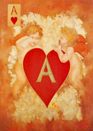 Cupids Plan Their Ace Ara Arbe Berberyan Artist Hand Embellished Canvas Giclée Print Signed and Numbered