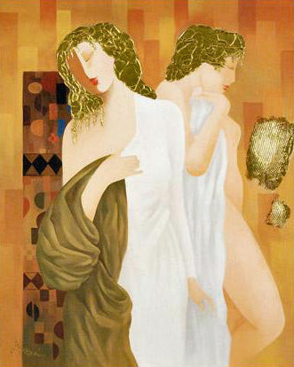 Tranquil Reflections Arbe Ara Berberyan Artist Hand Embellished Canvas Giclée Numbered Print Signed and Numbered