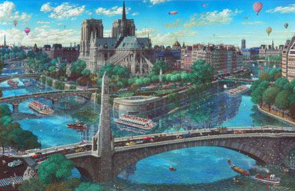 Notre Dame Alexander Chen Canvas Mixed Media Print Artist Hand Signed and Numbered