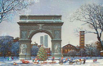 Washington Square Park Alexander Chen Mixed Media Canvas Print Artist Hand Signed and Numbered