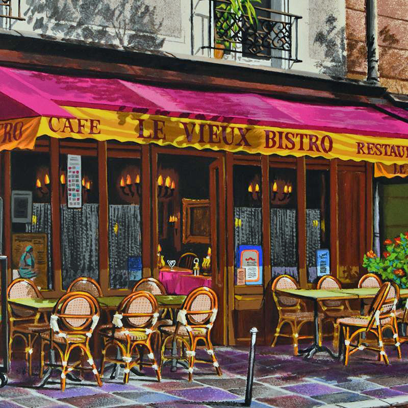 Le Vieux Bistro Arkady Ostritsky Serigraph Artist Hand Signed and Numbered