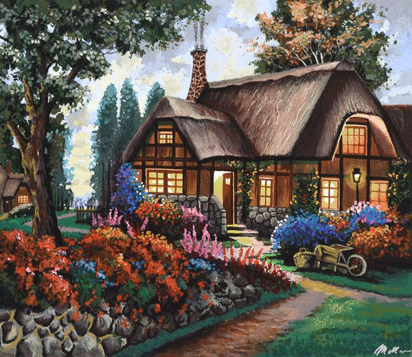 Country House Anatoly Metlan Artist Proof Serigraph Print Artist Hand Signed and AP Numbered