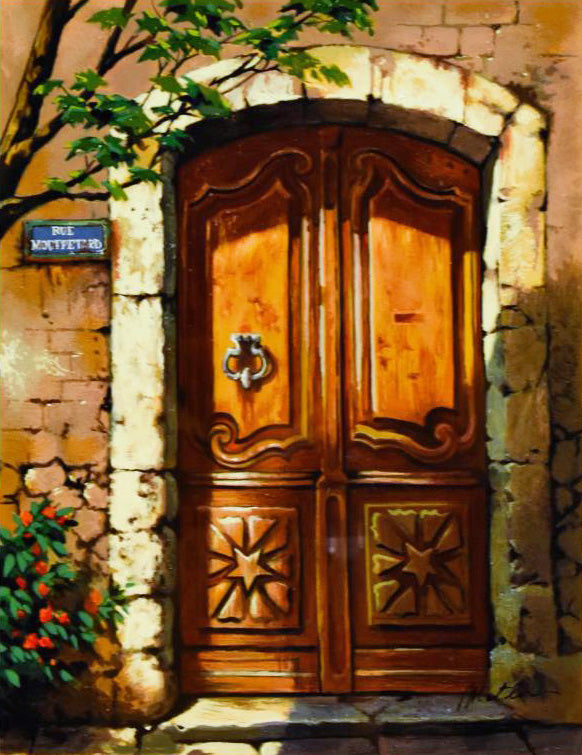 Rue Mouffetard Anatoly Metlan Lithograph Print Artist Hand Signed, Numbered and Framed