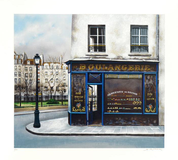 Boulangerie du Square Andre Renoux Serigraph Print Artist Hand Signed and Numbered