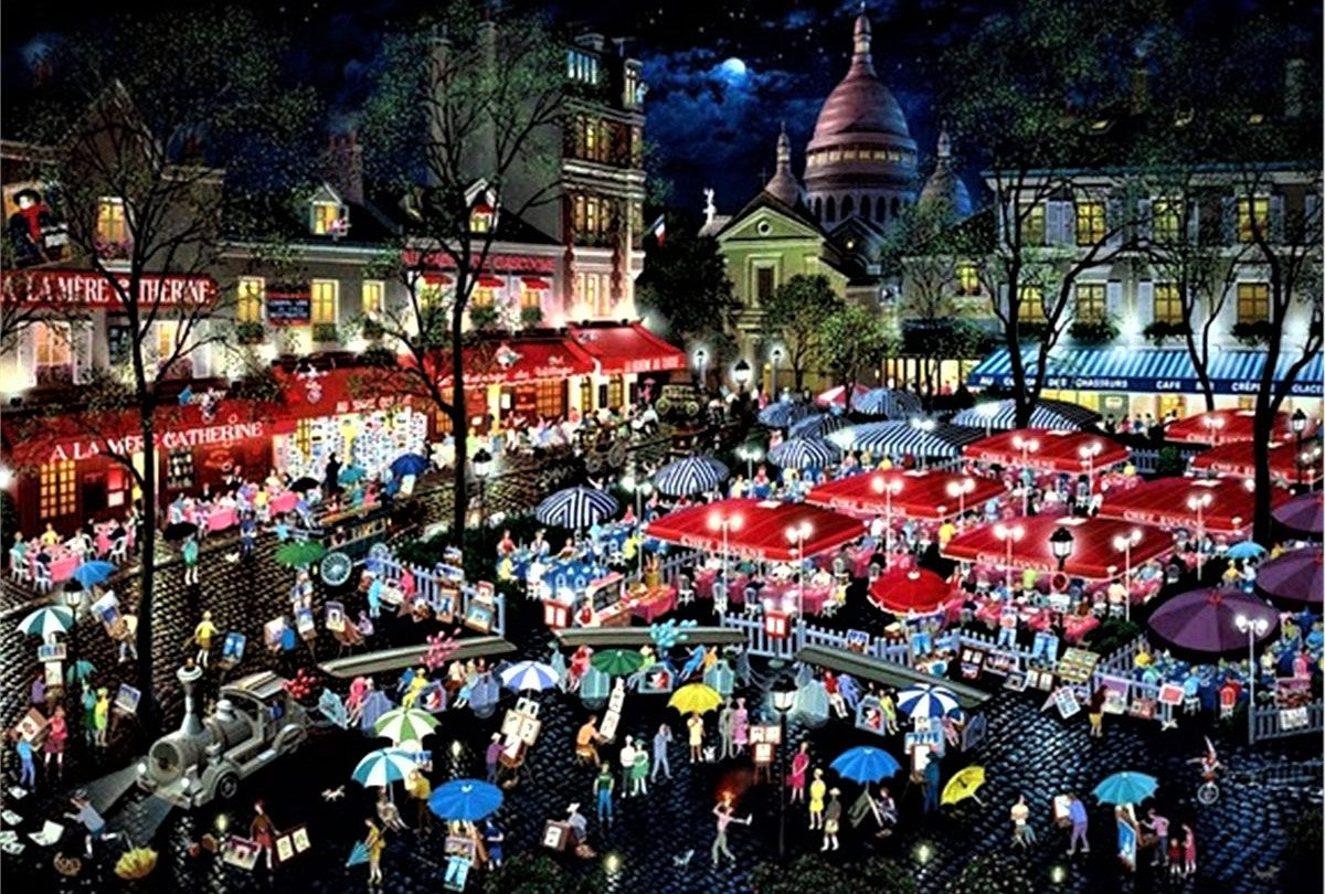 A Night at Montmartre Alexander Chen International Edition Mixed Media Print on Canvas Artist Hand Signed and Numbered