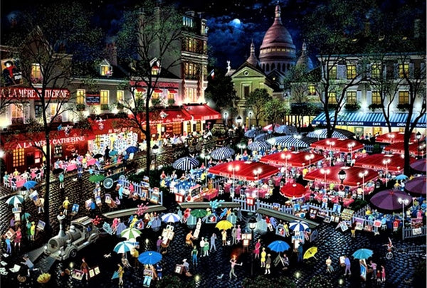 A Night at Montmartre Alexander Chen Mixed Media Print Artist Hand Signed and Numbered