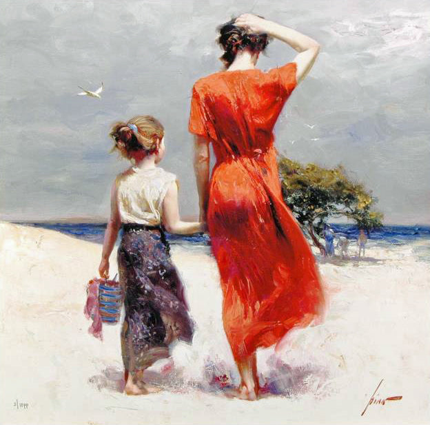 Afternoon Stroll Pino Daeni Giclée Print Artist Hand Signed and Numbered