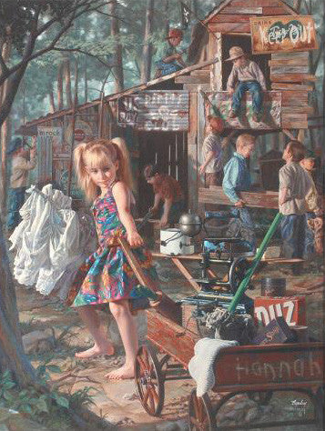 The Clubhouse Bob Byerley Hand Embellished Giclée Print on Stretched Canvas Artist Hand Signed and Numbered