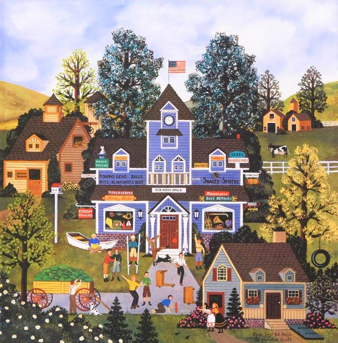 Boys Will Be Boys Jane Wooster Scott Lithograph Print Artist Hand Signed and Numbered