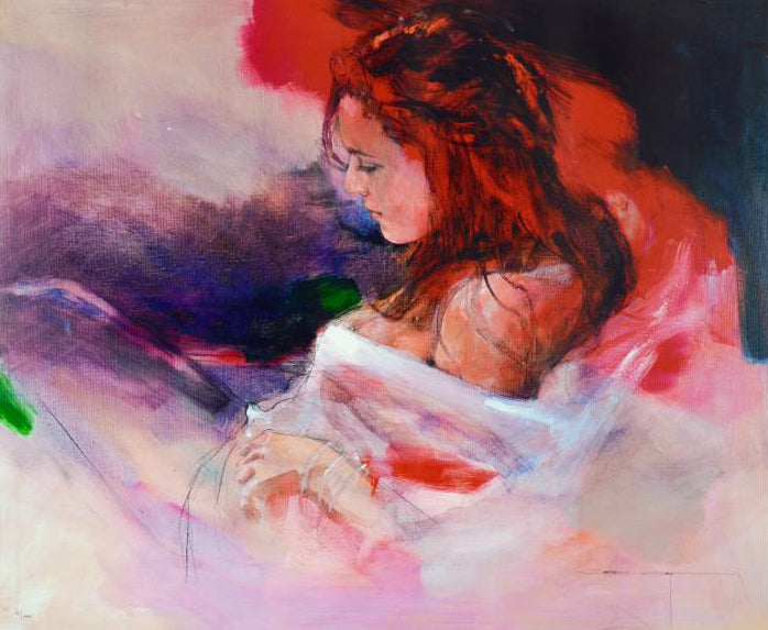 Woman in Red Christine Comyn Giclée Print on Canvas Artist Hand Signed and Numbered
