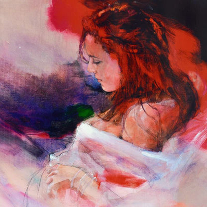 Woman in Red Christine Comyn Giclée Print on Canvas Artist Hand Signed and Numbered1
