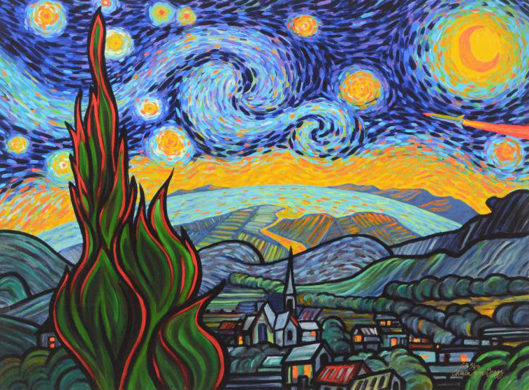 Starry Night Attack Charles Lynn Bragg Canvas Giclée Print Artist Hand Signed and Numbered