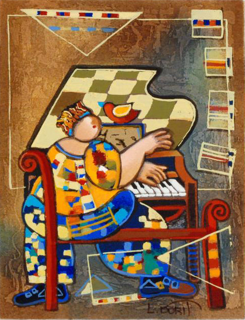 The Grand Piano Dorit Levi Serigraph Print Artist Hand Signed and Numbered