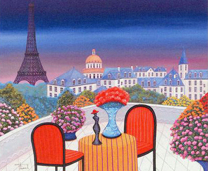 Terrace in the VII Fanch Ledan Canvas Giclée Print Artist Hand Signed and Numbered