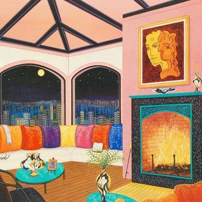 Interior with Cocteau Fanch Ledan Artist Proof Fine Art Seriolithograph Print Artist Hand Signed and Numbered