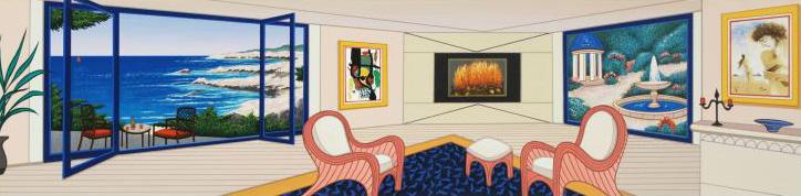 Villa in Big Sur Fanch Ledan Serigraph Print Artist Hand Signed and Numbered