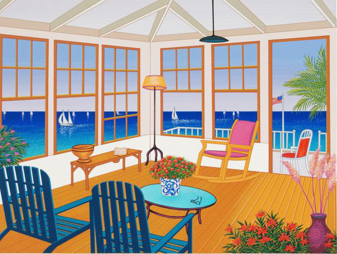 New England Villa Fanch Ledan Serigraph Print Artist Hand Signed and Numbered