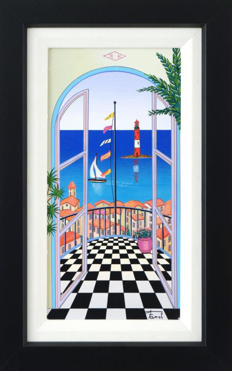 Arcachon Lighthouse Fanch Ledan Serigraph Print on Canvas Artist Hand Signed Numbered and Framed